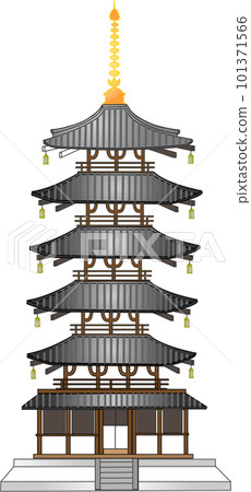 Illustration of a five-storied pagoda Illustration of a five-storied pagoda 101371566