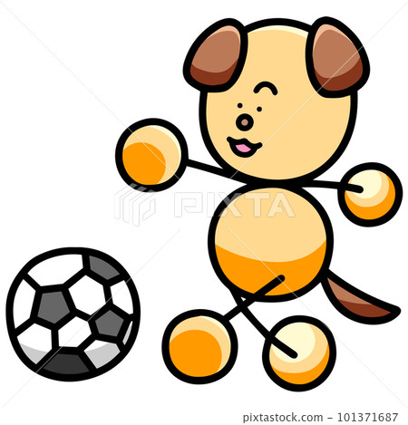 Illustration of a dog playing soccer (horizontal version) dog Illustration of a dog playing soccer (horizontal version) dog 101371687