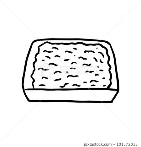 Minced meat in a tray pack, line drawing, monochrome Minced meat in a tray pack, line drawing, monochrome 101372015