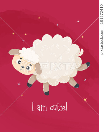 Cute animal sheep. Vector illustration in cartoon flat style for baby collection, postcards, design, decor, print. Cute animal sheep. Vector illustration in cartoon flat style for baby collection, postcards, design, decor, print. 101372410