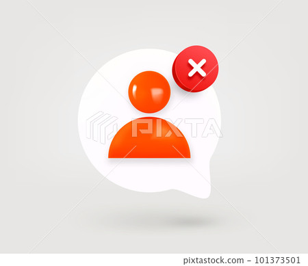 Speech cloud with profile pictogram with ban mark. 3d vector icon 101373501