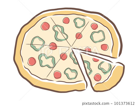 看起來很好吃的披薩插畫素材 101373612