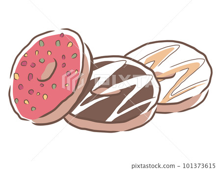 Illustration material of 3 delicious donuts 101373615