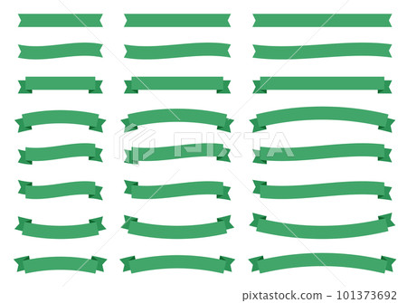 Simple green ribbon large, medium and small variation set 101373692