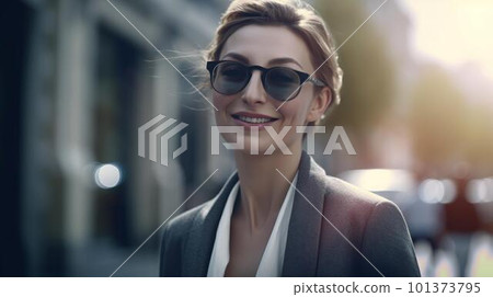 亞洲女商人、經理、穿著西裝走在辦公區的女商人（生成人工智能） 101373795