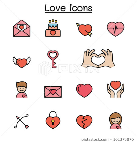 Love color line icon set 101373870