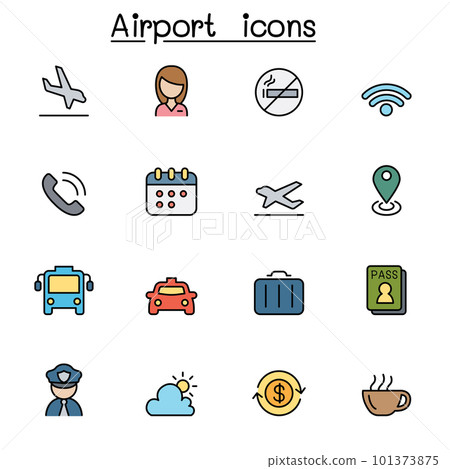 Airport color line icon set Airport color line icon set 101373875