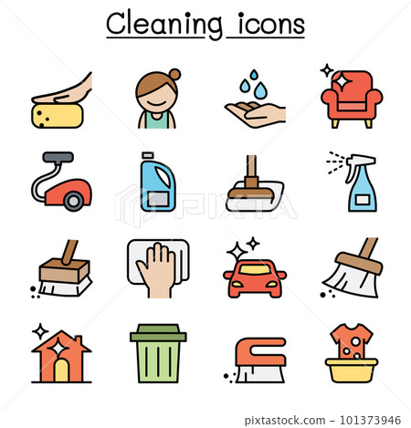Cleaning & Hygiene color line icon set 101373946
