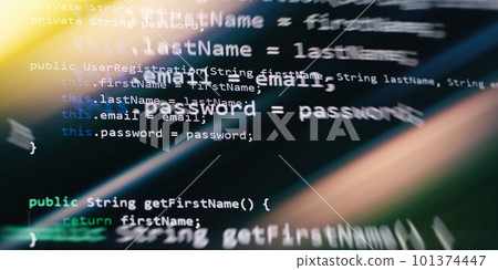 Closeup developing programming and coding technologies. Developer working on web sites codes in office. 101374447
