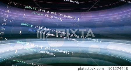 Closeup developing programming and coding technologies. Developer working on web sites codes in office. 101374448