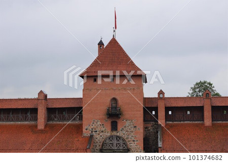 lithuania trakai castle wall corridor and gatehouse 101374682