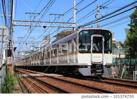 A Kintetsu rapid train that runs near Uchide Station in Hanshin 101374730