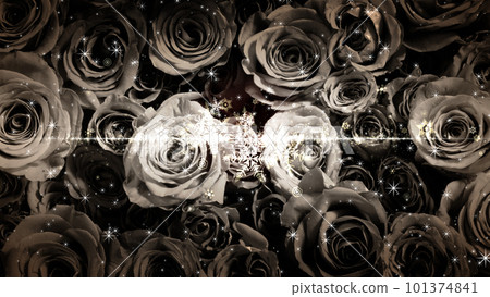 Snowflakes and glitter dance on the background of roses (with text space) Snowflakes and glitter dance on the background of roses (with text space) 101374841