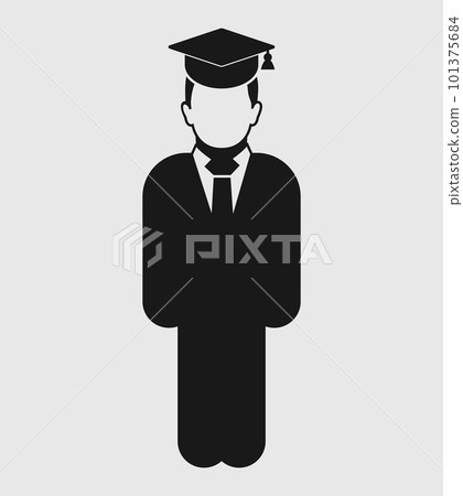 Graduate Student Icon. Standing male symbol on gray background. Flat style vector EPS. Graduate Student Icon. Standing male symbol on gray background. Flat style vector EPS. 101375684