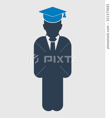 Graduate Student Icon. Standing male symbol on gray background. Flat style vector EPS. Graduate Student Icon. Standing male symbol on gray background. Flat style vector EPS. 101375685