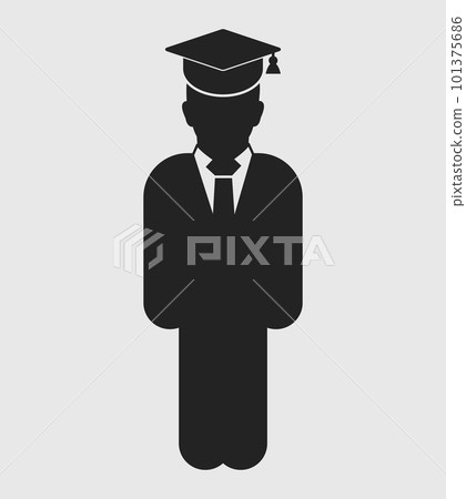 Graduate Student Icon. Standing male symbol on gray background. Flat style vector EPS. Graduate Student Icon. Standing male symbol on gray background. Flat style vector EPS. 101375686