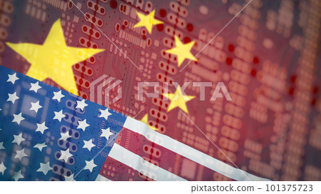 The china and Usa flag on pub board background 3d rendering 101375723