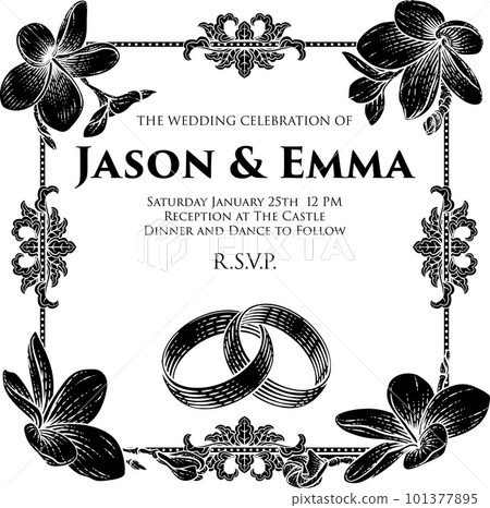 Plumeria Tropical Flower Wedding Band Rings Invite 101377895