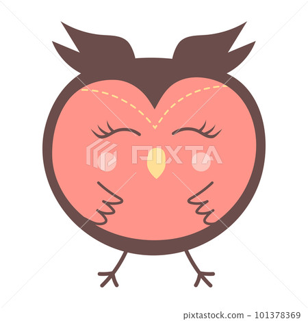 Cute funny round owl. Forest bird cartoon character. Cute funny round owl. Forest bird cartoon character. 101378369