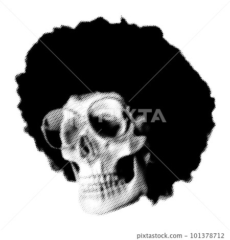 Halftone Human skull. Collage design element in trendy magazine style. Vector illustration with vintage grunge punk cutout shape. Halftone Human skull. Collage design element in trendy magazine style. Vector illustration with vintage grunge punk cutout shape. 101378712