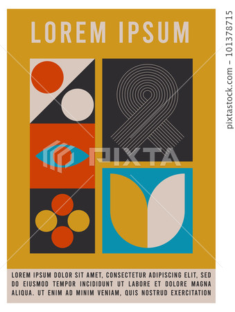 Abstract bauhaus poster. Modern geometric elements in trendy retro style. Memphis design. 101378715