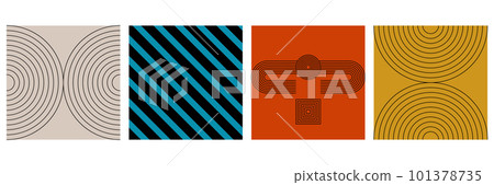 Modern graphic design covers with geometric silhouette figures and shapes. Brutalism basic elements. Bauhaus retro design. 101378735
