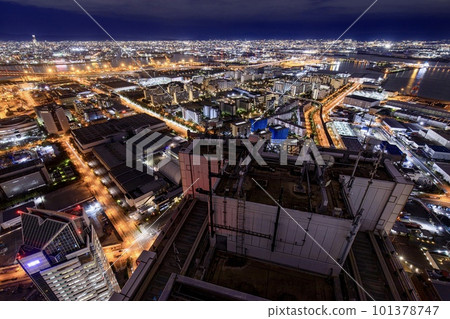 大阪府,從咲洲宇宙塔(堺方向)看夜景 大阪府,從咲洲宇宙塔(堺方向)看夜景 101378747
