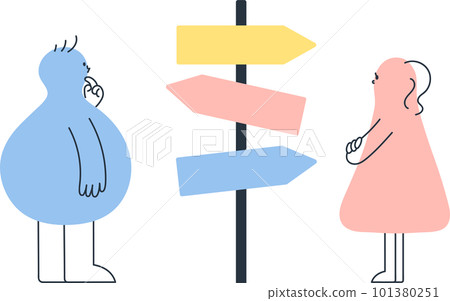 Signpost Worried men and women Signpost Worried men and women 101380251