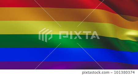 Lgbt rainbow flag waving. 3d render image Lgbt rainbow flag waving. 3d render image 101380374