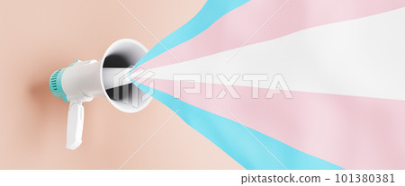 3D rendering of loudspeaker with transgender flag 101380381