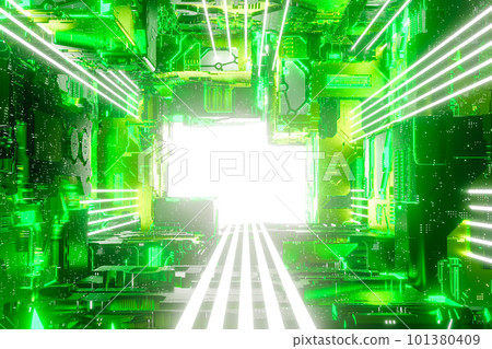Glowing corridor of futuristic spaceship. 3d render Glowing corridor of futuristic spaceship. 3d render 101380409