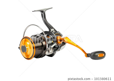 Feeder fishing tackle. Fishing reel isolated on white background. File contains clipping path. 101380611