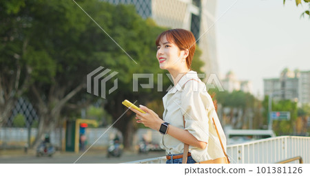 woman walk on platform woman walk on platform 101381126
