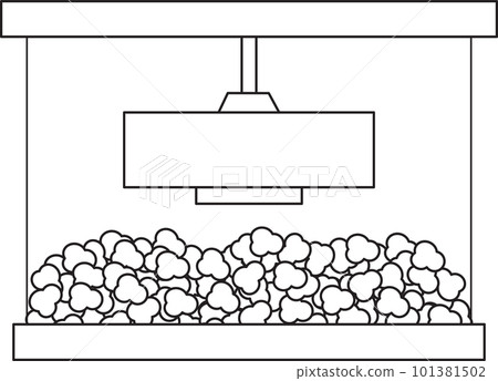bright vector illustration of a popcorn maker, snack, street food, popcorn machine, doodle and sketch 101381502