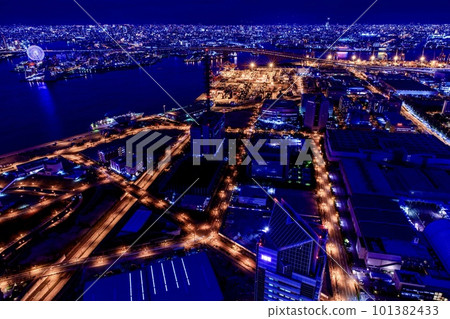 Osaka Prefecture, night view from Sakishima Cosmo Tower (Tempozan direction) Osaka Prefecture, night view from Sakishima Cosmo Tower (Tempozan direction) 101382433