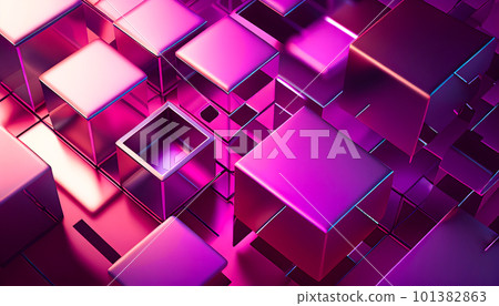 Colorful 3D digital cube background "AI generated image" 101382863