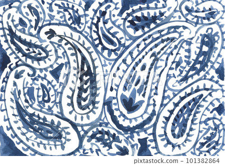 Indigo blue paisley pattern 23409 101382864
