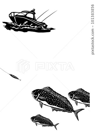 Illustration of dolphinfish fishing by trolling 101383856