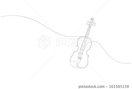 Violin continuous line drawing. Minimalist one line style design. 101385139