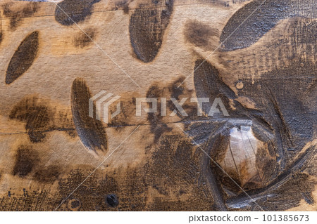 Close up on old brown rustic dark wooden boards texture. Wooden background with rough texture. Lumber. 101385673