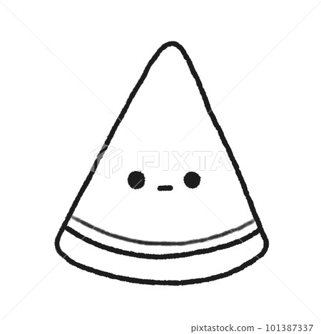 Hand-drawn Cute Line piece of Watermelon, Cute fruit character design in doodle style Hand-drawn Cute Line piece of Watermelon, Cute fruit character design in doodle style 101387337