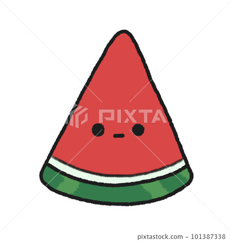 Hand-drawn Cute Red piece of Watermelon, Cute fruit character design in doodle style Hand-drawn Cute Red piece of Watermelon, Cute fruit character design in doodle style 101387338