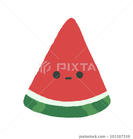 Hand-drawn Cute Red piece of Watermelon, Cute fruit character design in doodle style Hand-drawn Cute Red piece of Watermelon, Cute fruit character design in doodle style 101387339