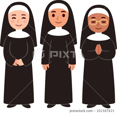 Cute cartoon Catholic nuns 101387815