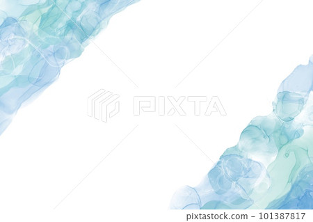 春夏酒精水墨藝術抽像模板）對角線帶透明感的淡藍色波浪 101387817
