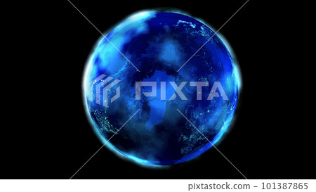 The night half of the Earth from space showing North America, Asia and Europe. 101387865