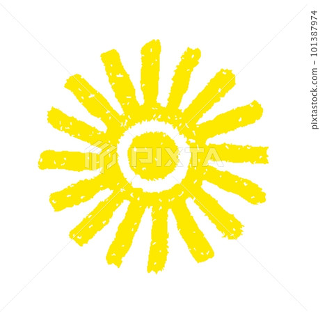 Hand painted sun symbol, hand drawn with crayon 101387974
