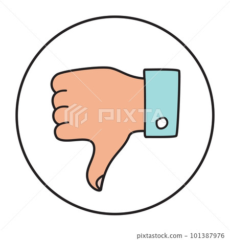Doodle thumbs down icon or logo hand drawn with thin line 101387976