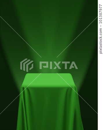 Green fabric covering a cube or a table vector illustration Green fabric covering a cube or a table vector illustration 101387977