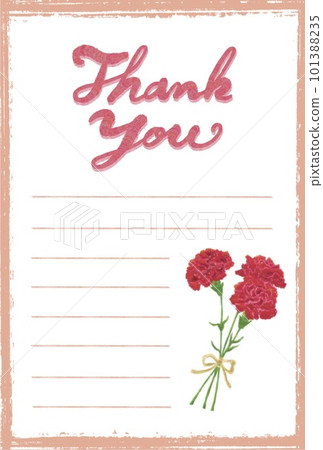 Mother's Day red carnation message card postcard size horizontal ruled lines 101388235